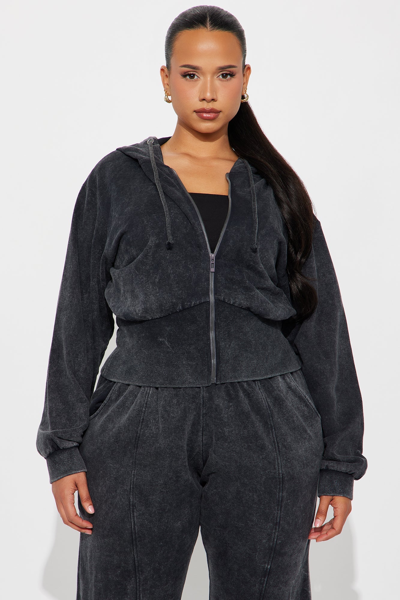 Mood All Day French Terry Pant Set - Charcoal