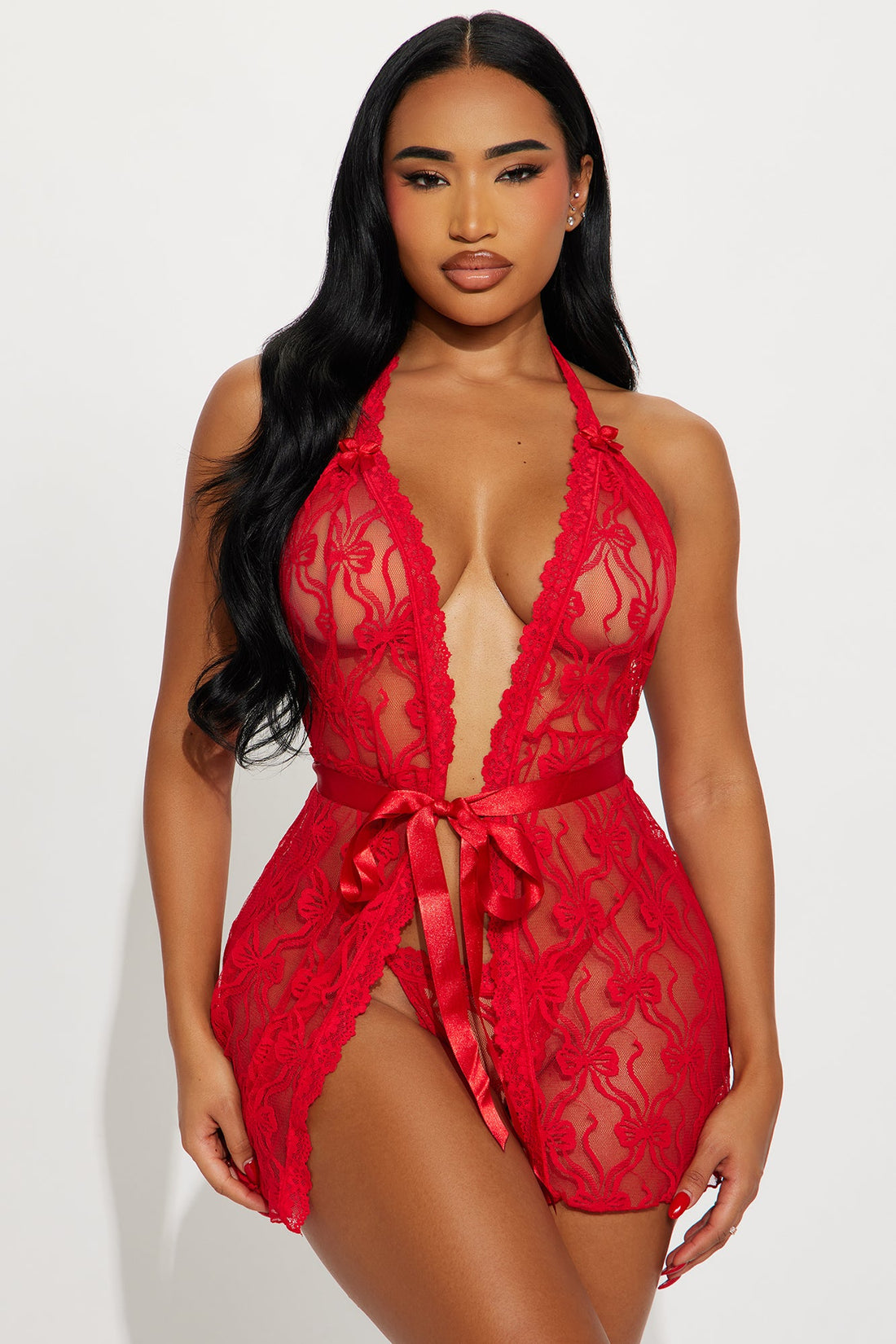 Barely Behaving Lace Babydoll - Red