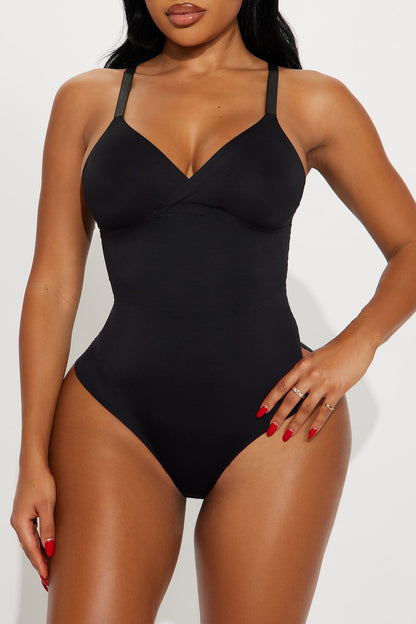 What Waist Medium Compression Shapewear Bodysuit - Black