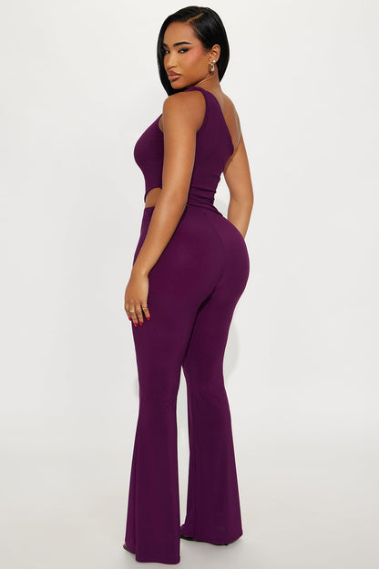 Lisa One Shoulder Pant Set - Plum