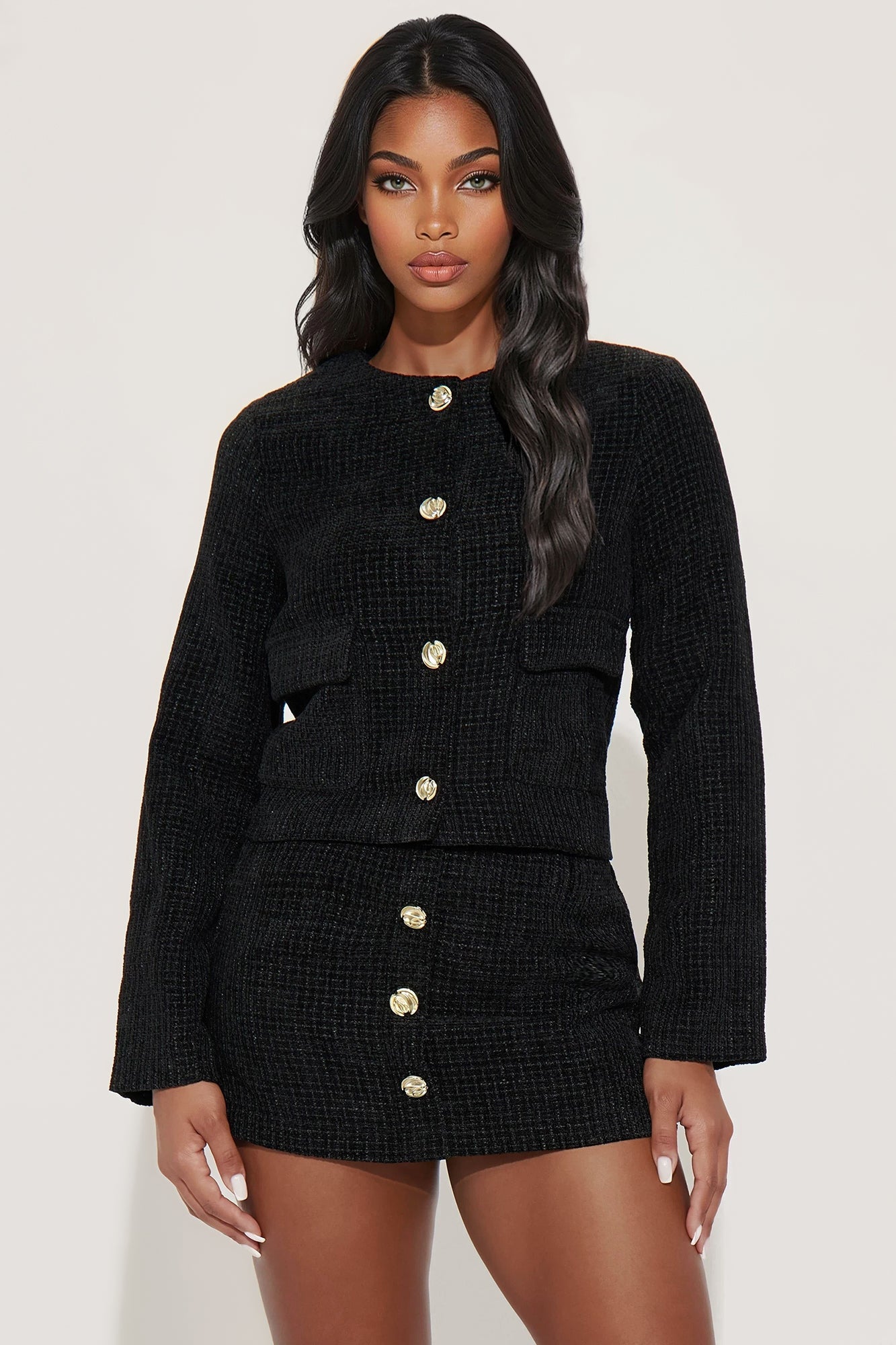 Cassidy Tweed Mini Skort Set - Black