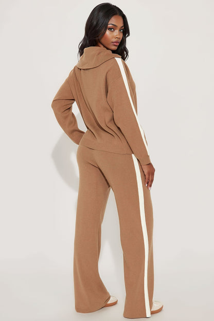 Carmen Quarter Zip Sweater Pant Set - Mocha