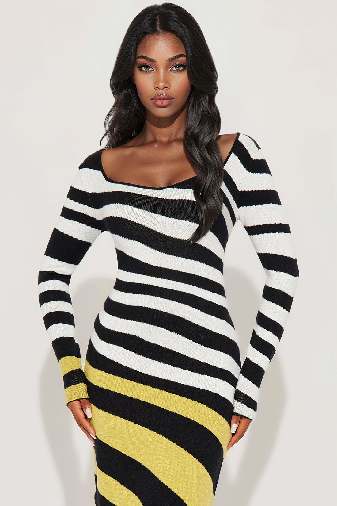 Montoya Striped Sweater Maxi Dress - Black/combo