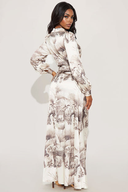 Moralyn Satin Maxi Dress - Mocha/combo