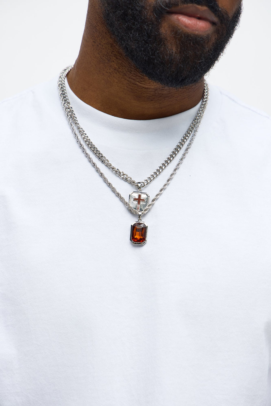 He Is The Guide Necklace Set - Silver/Combo
