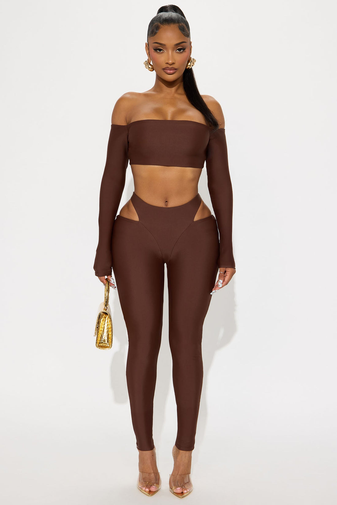 Elara Form Double Lined Pant Set - Chocolate