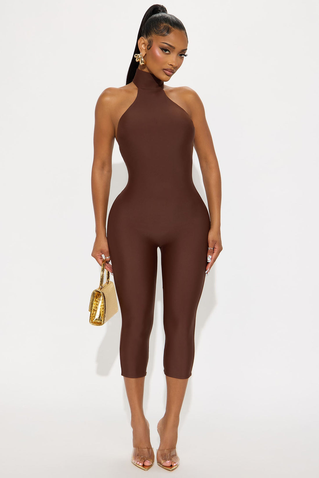 Veda Form Double Lined Jumpsuit - Chocolate