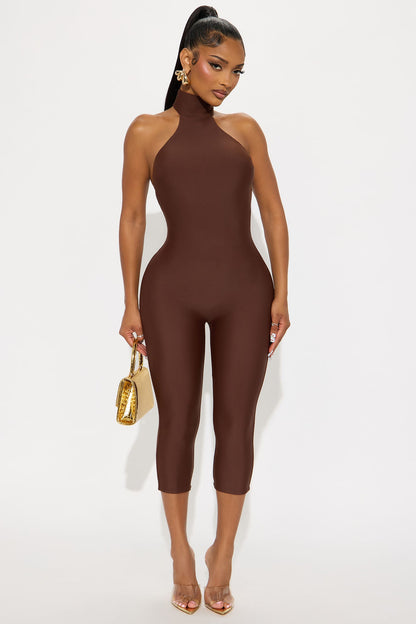 Veda Form Double Lined Jumpsuit - Chocolate
