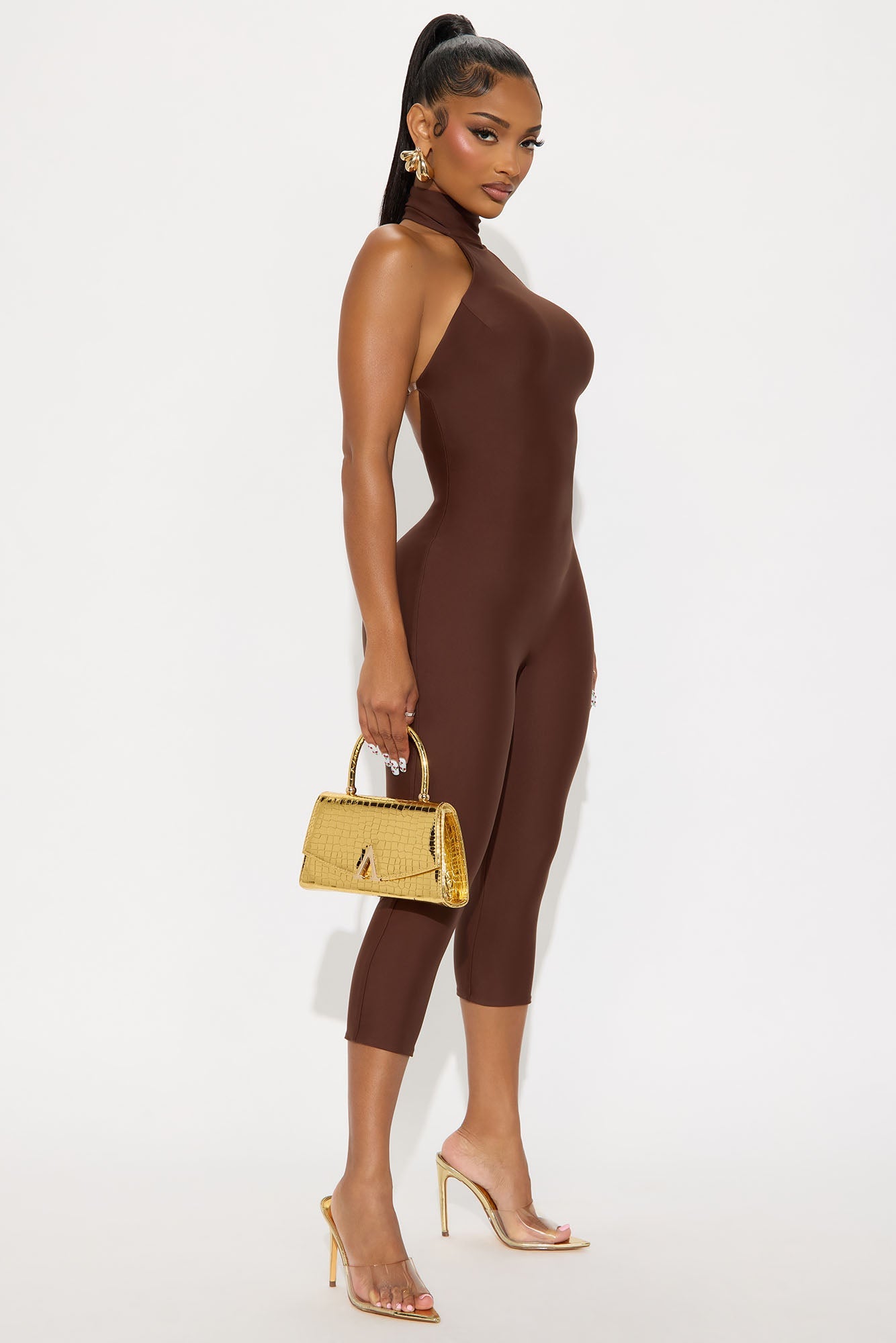 Veda Form Double Lined Jumpsuit - Chocolate