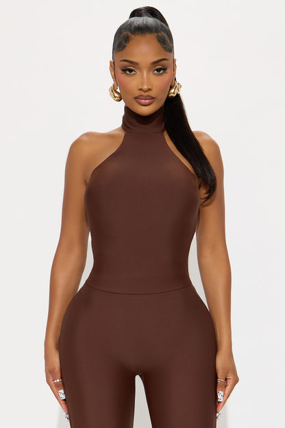 Veda Form Double Lined Jumpsuit - Chocolate