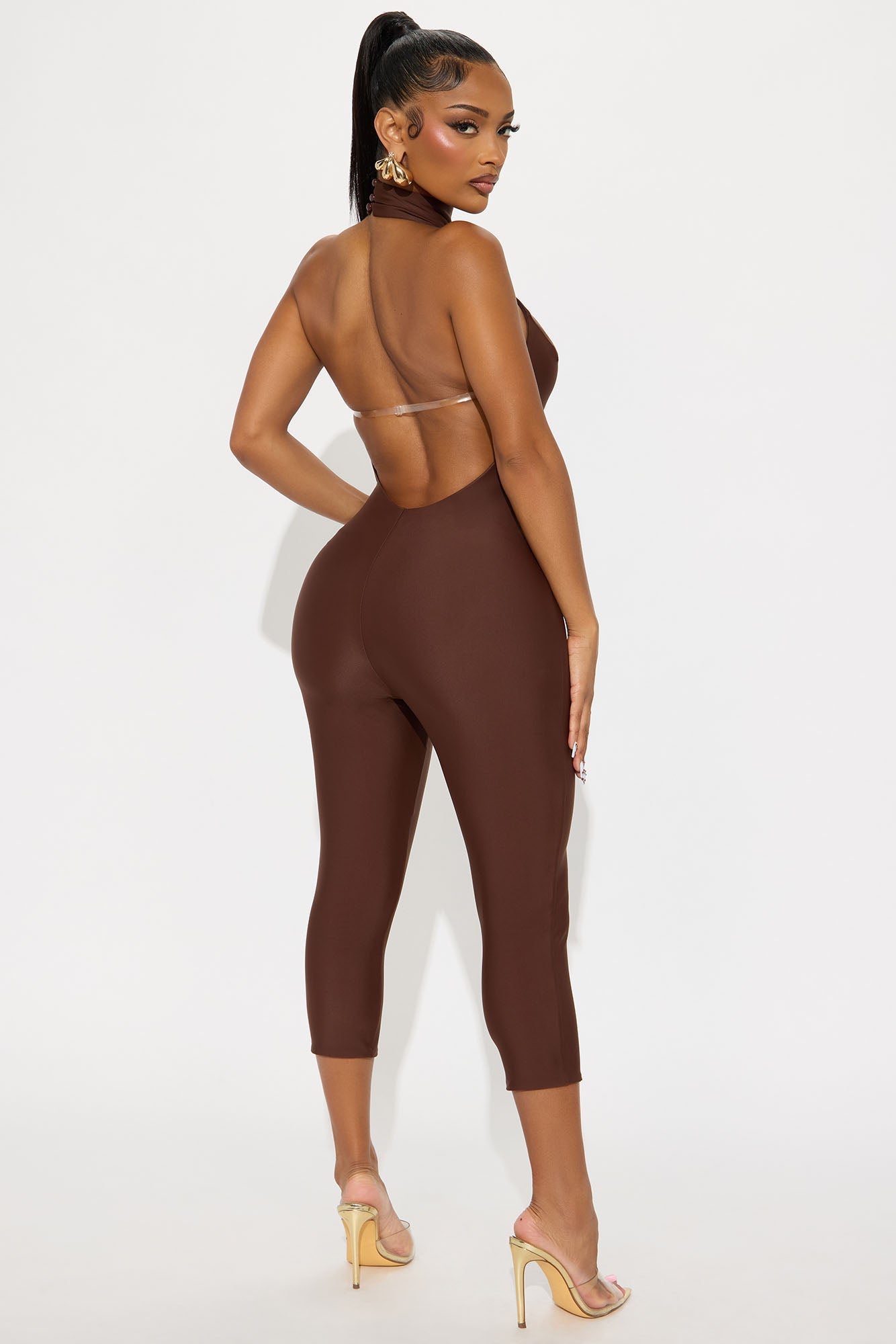 Veda Form Double Lined Jumpsuit - Chocolate