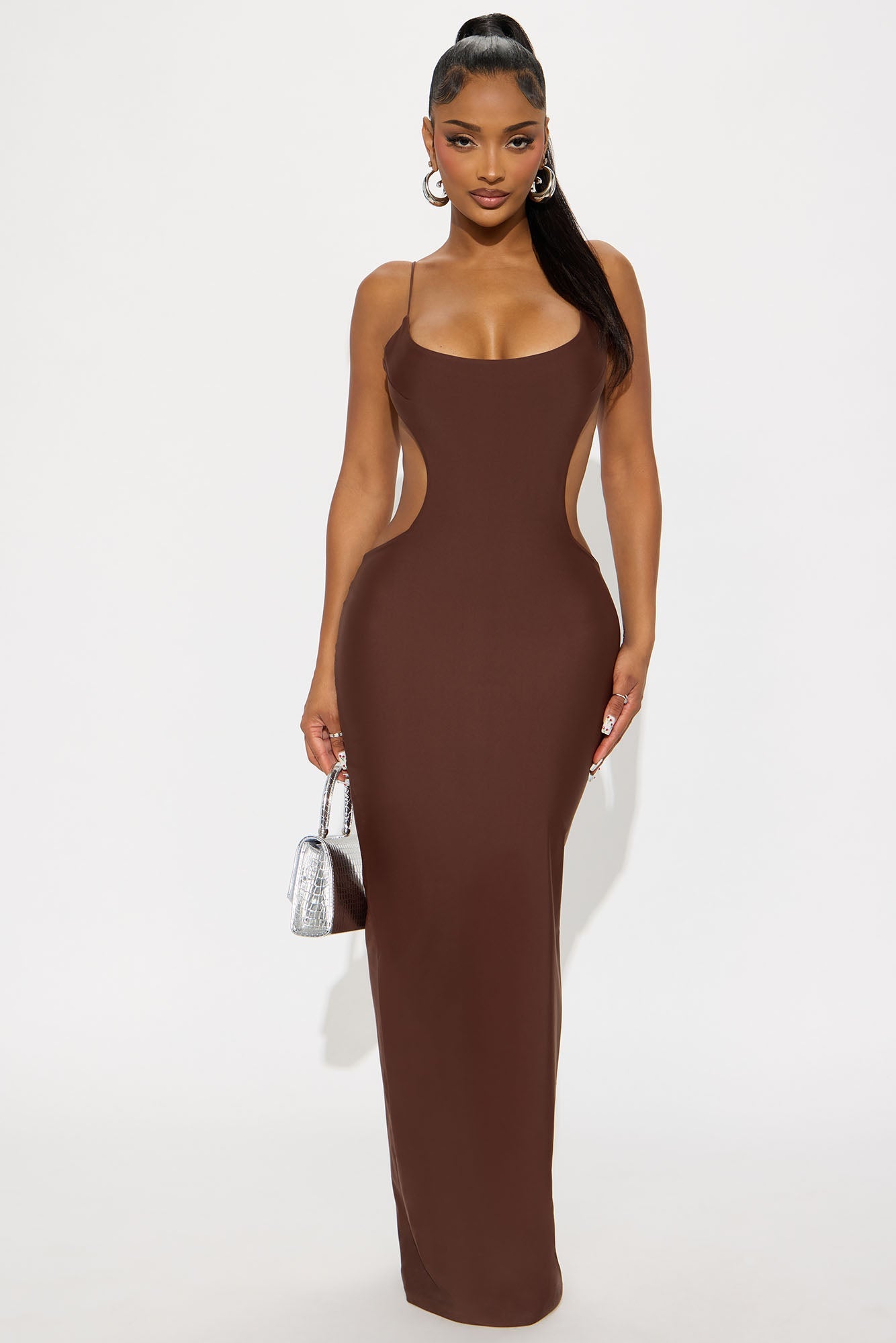 Evelina Form Double Lined Maxi Dress - Chocolate