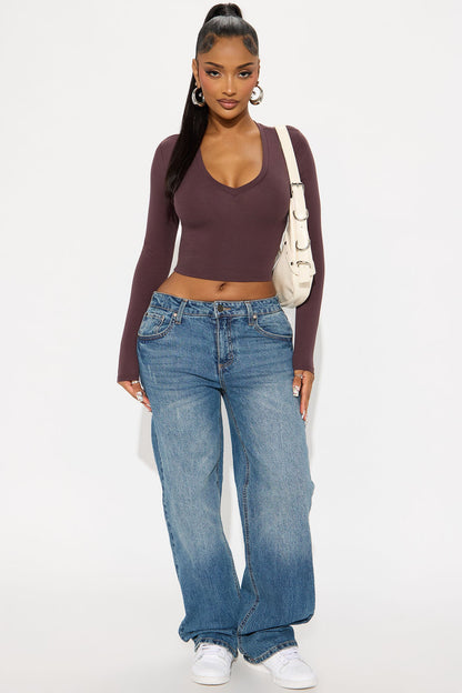 Nara Long Sleeve Top - Dark Brown