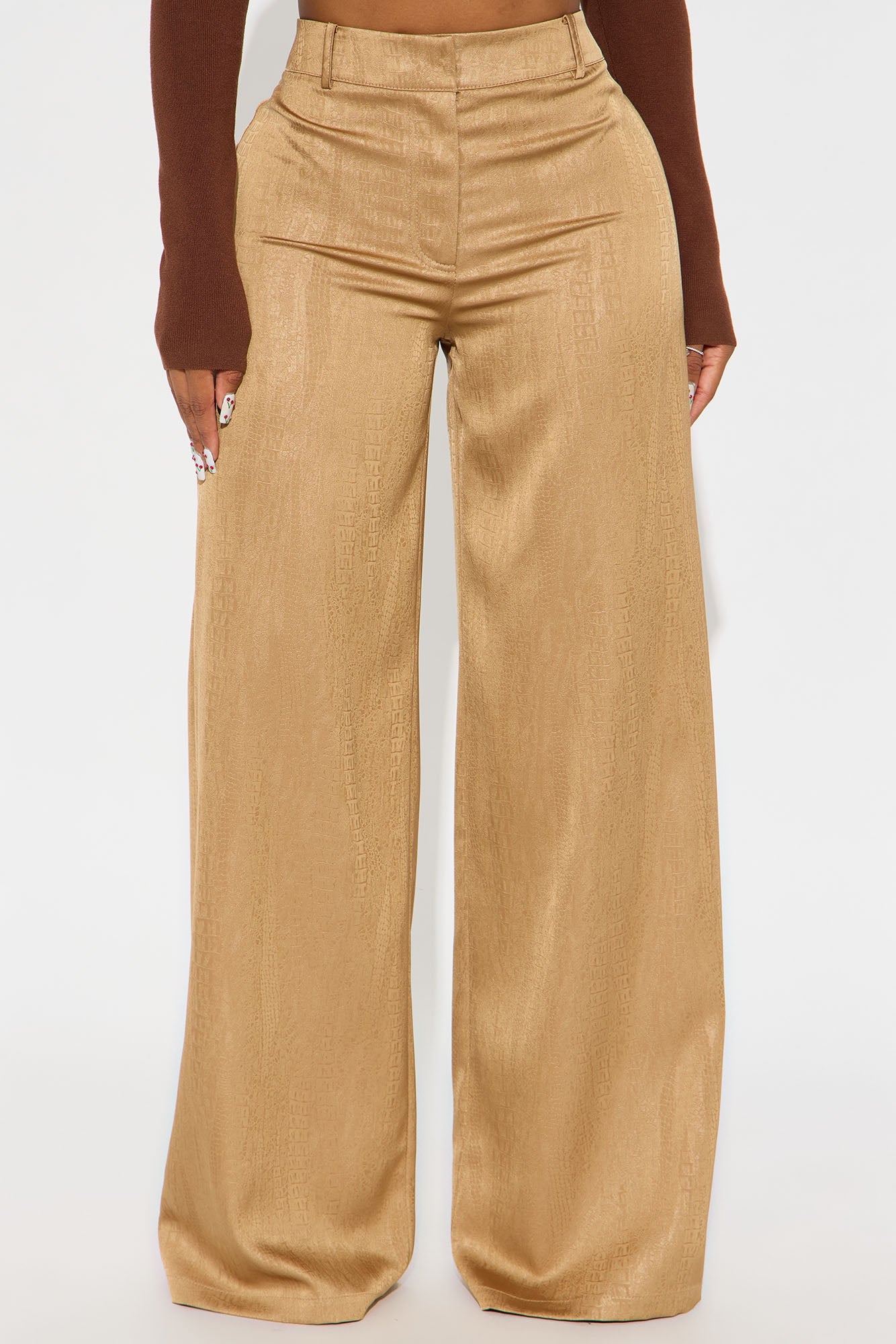 Olandria Textured Wide Leg Pant 33 - Gold