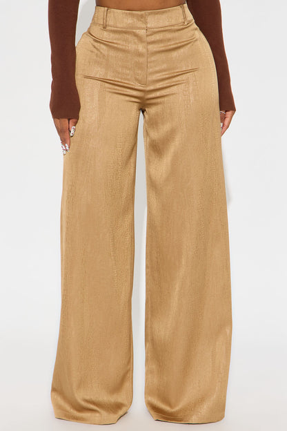 Olandria Textured Wide Leg Pant 33 - Gold