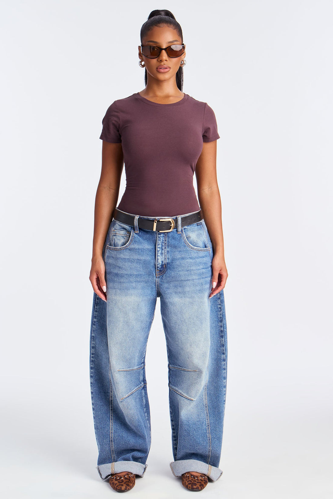Leanne Crew Neck Bodysuit - Chocolate