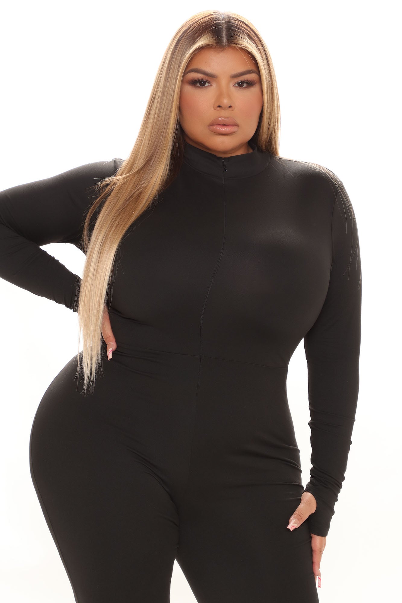 Houston Hottie Thumbhole Jumpsuit - Black