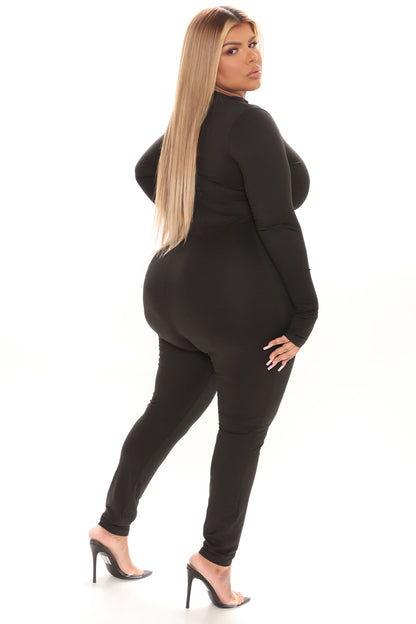 Houston Hottie Thumbhole Jumpsuit - Black