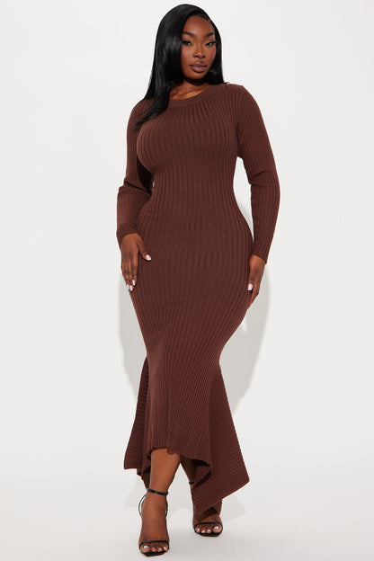 Kaylie Sweater Maxi Dress - Chocolate