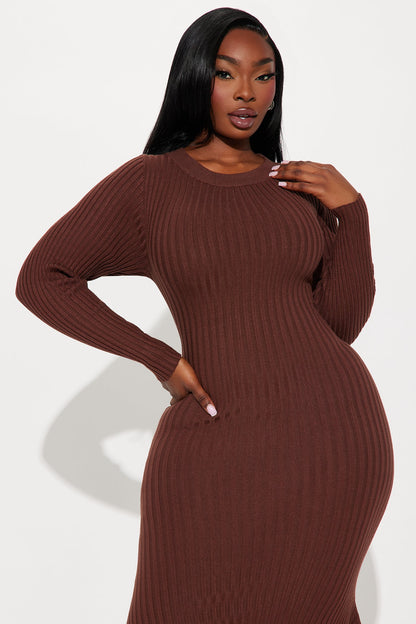 Kaylie Sweater Maxi Dress - Chocolate