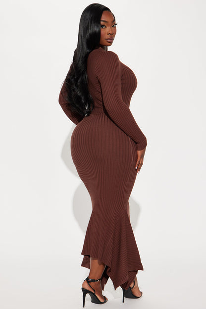 Kaylie Sweater Maxi Dress - Chocolate
