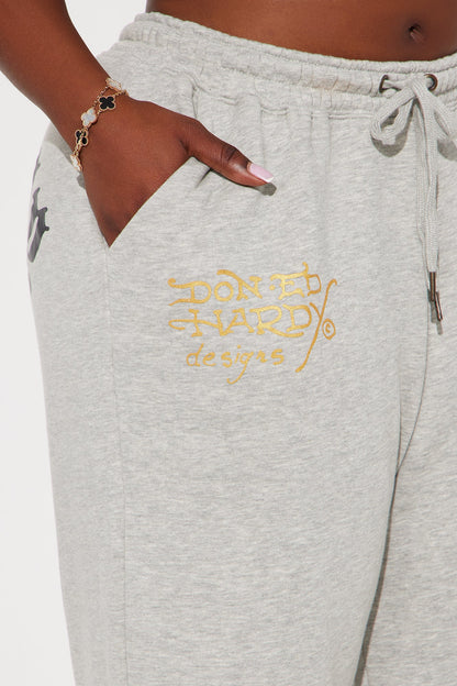 Heart Of Roses Ed Hardy Pant - Heather Grey
