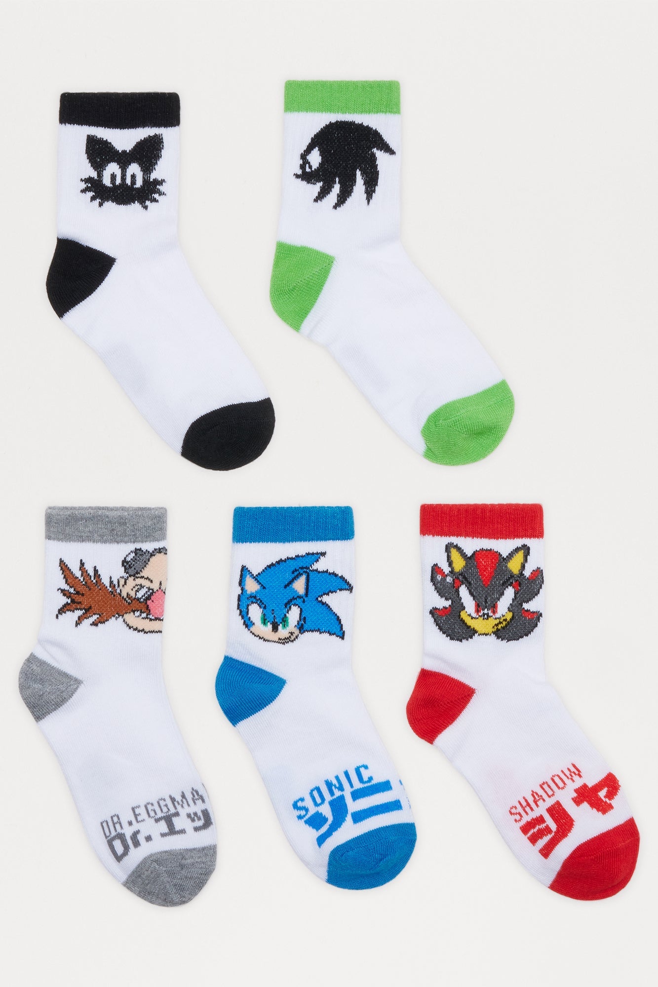 Mini Sonic Forever Crew Socks 5 Pack - White/combo
