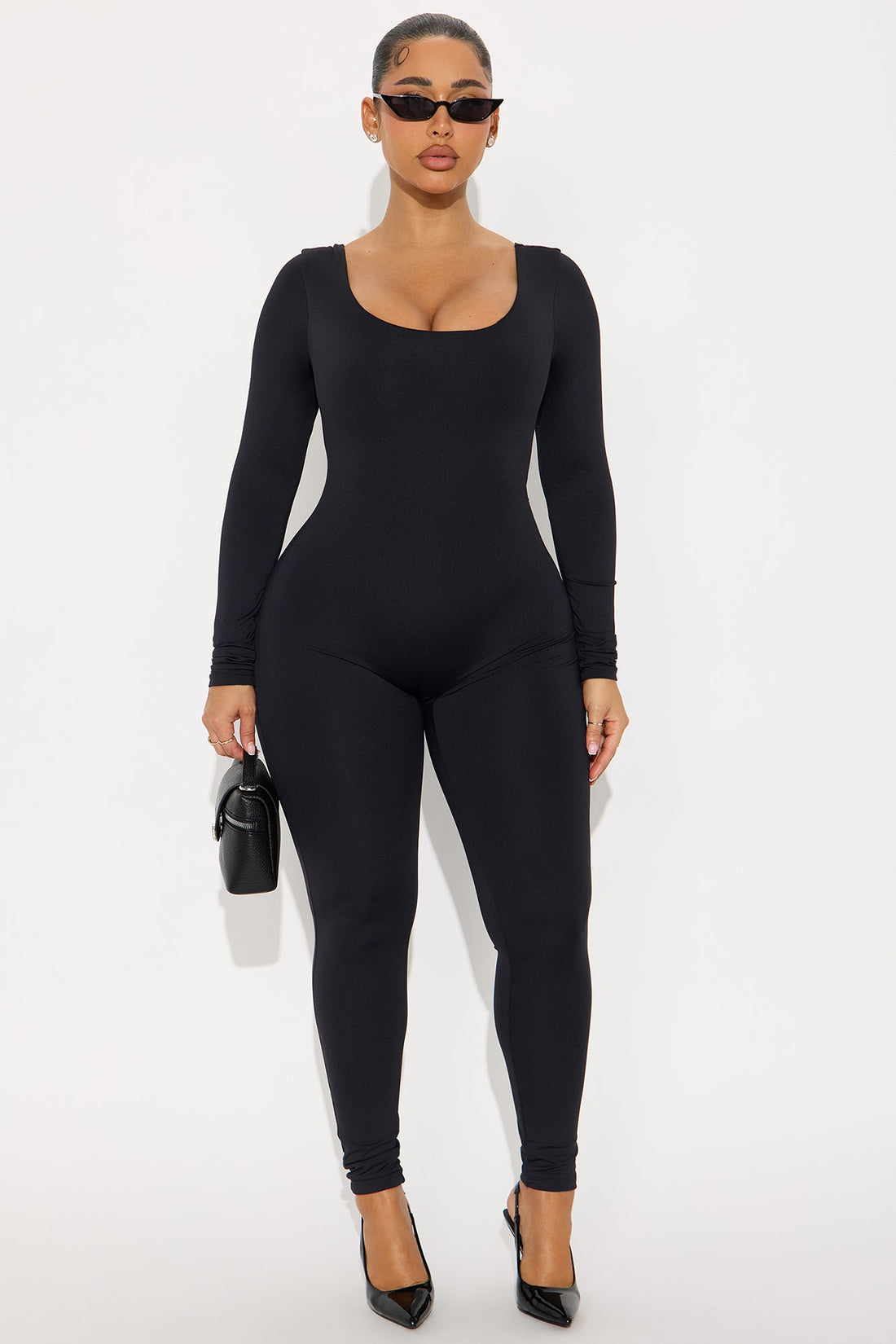 Alexa Double Lined Skinny Leg Jumpsuit - Black