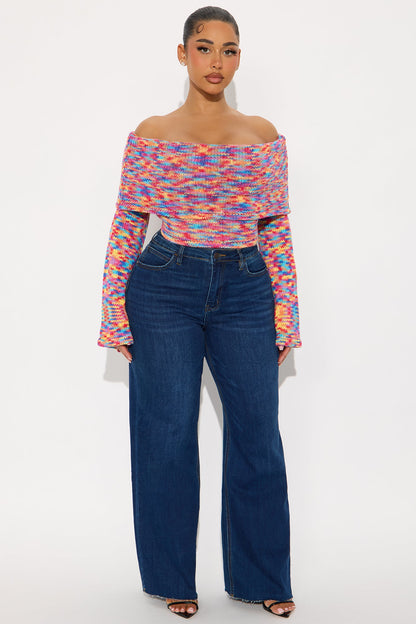 Rainbow Energy Colorblock Sweater Top - Multi Color