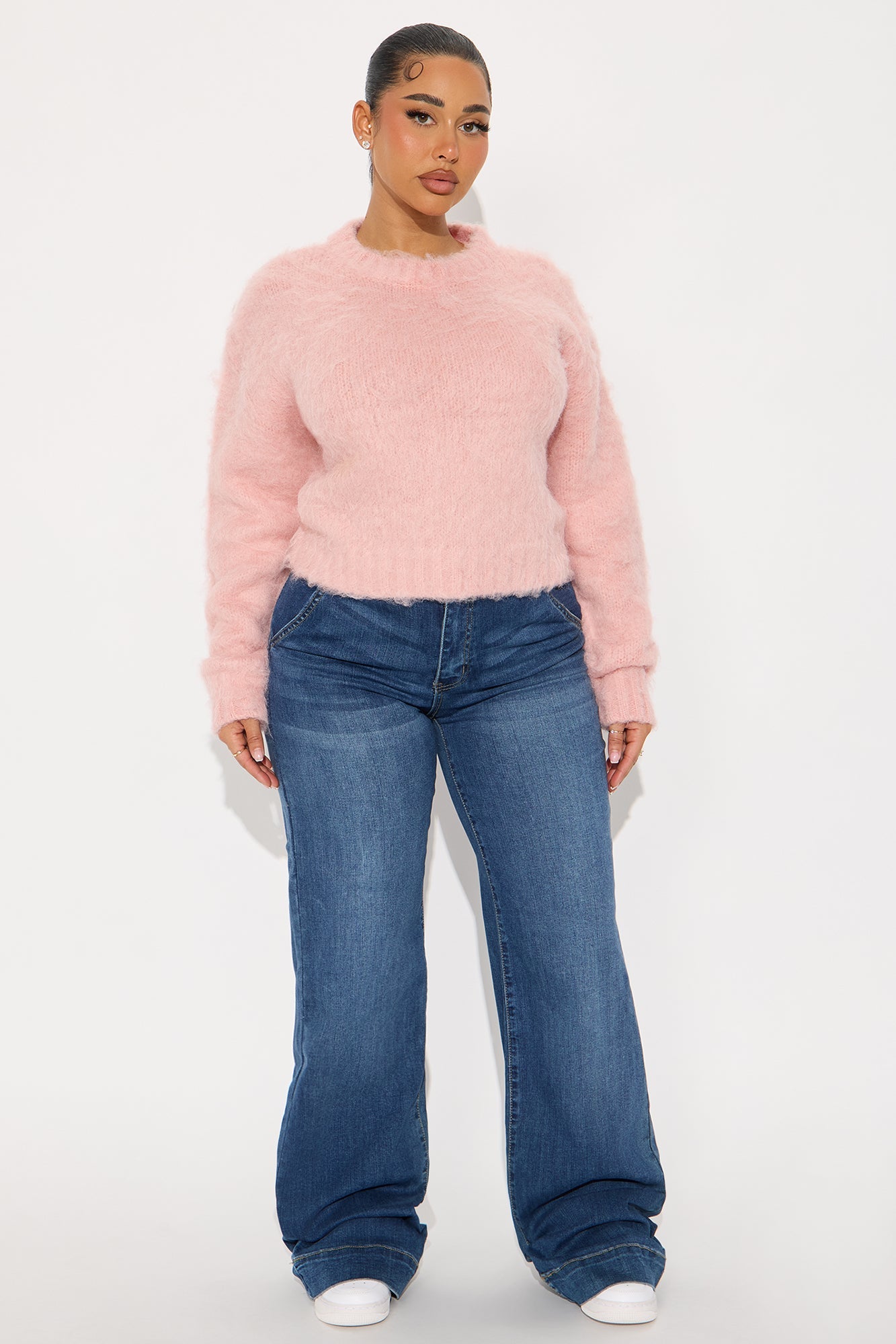 Stepping Out Fuzzy Sweater - Pink