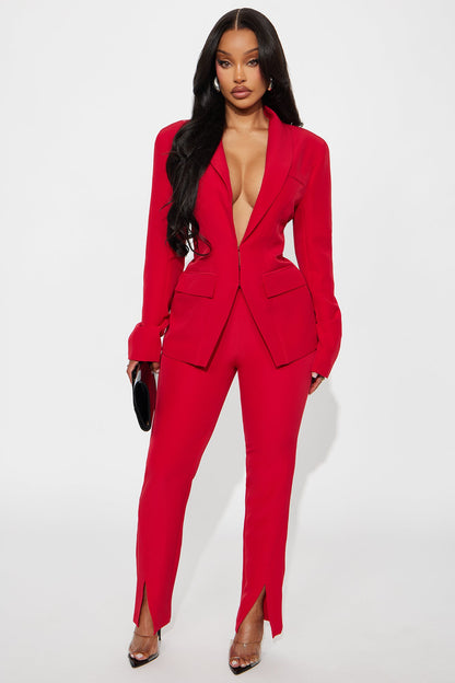 About Her Business Hourglass Blazer - Red