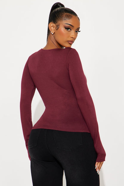 Yasmeen Square Neck Top - Burgundy