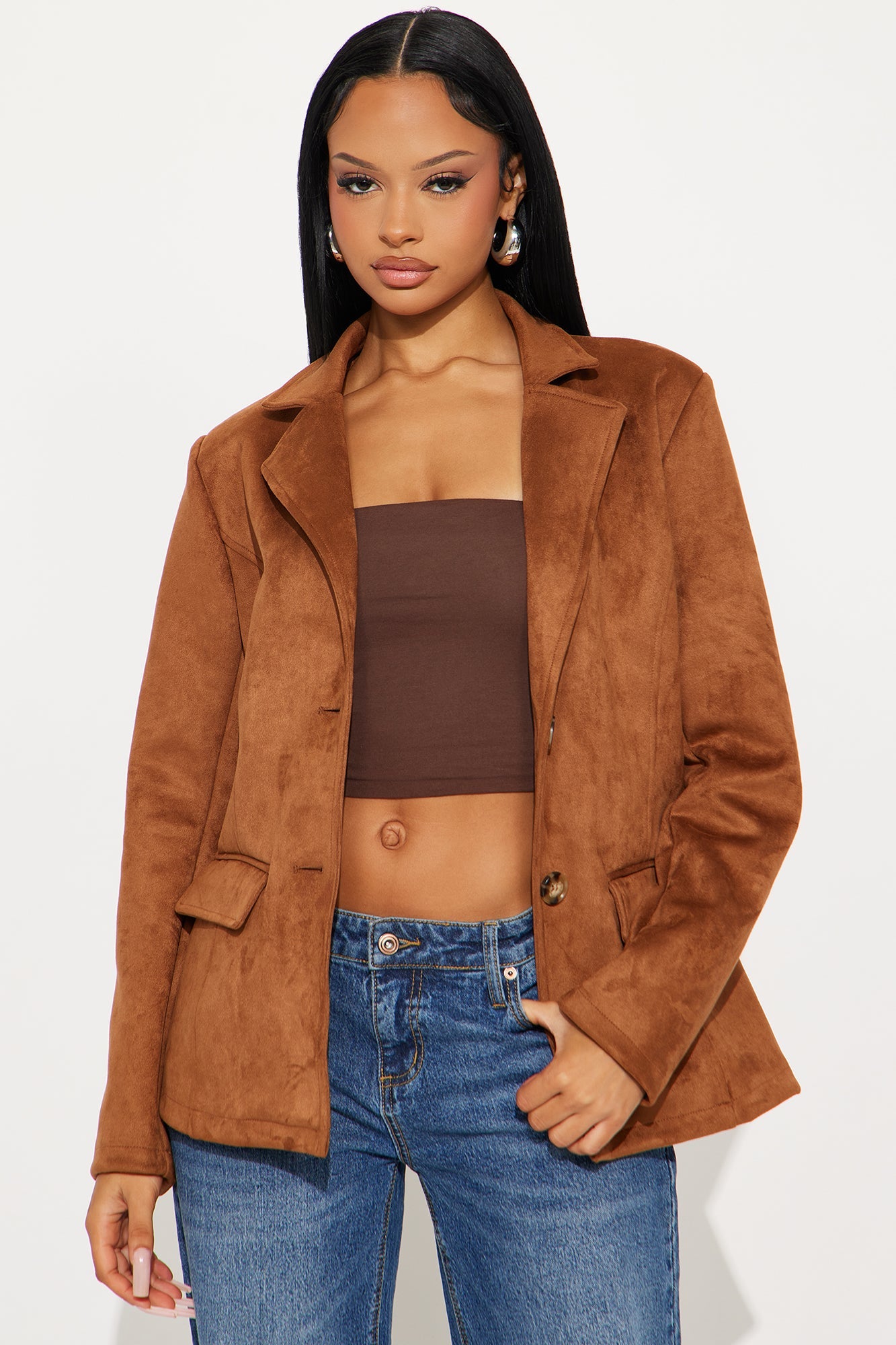 Tory Faux Suede Blazer - Camel