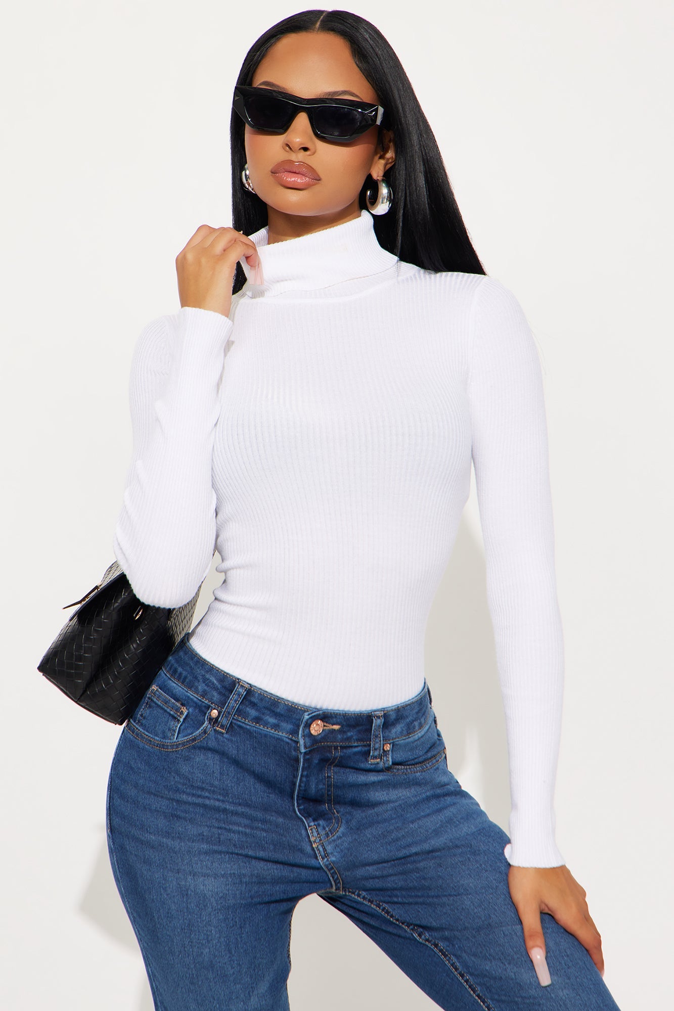 Tara Turtle Neck Sweater - White
