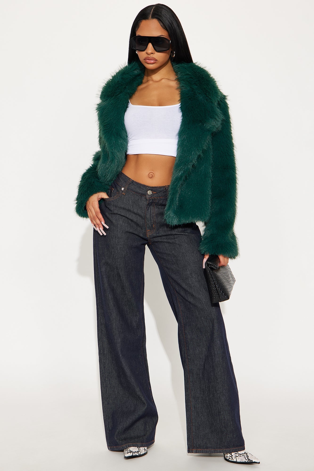 Kennedy Faux Fur Coat - Hunter Green