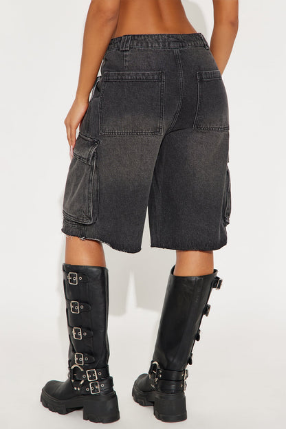 Parker Denim Cargo Jorts - Black Wash