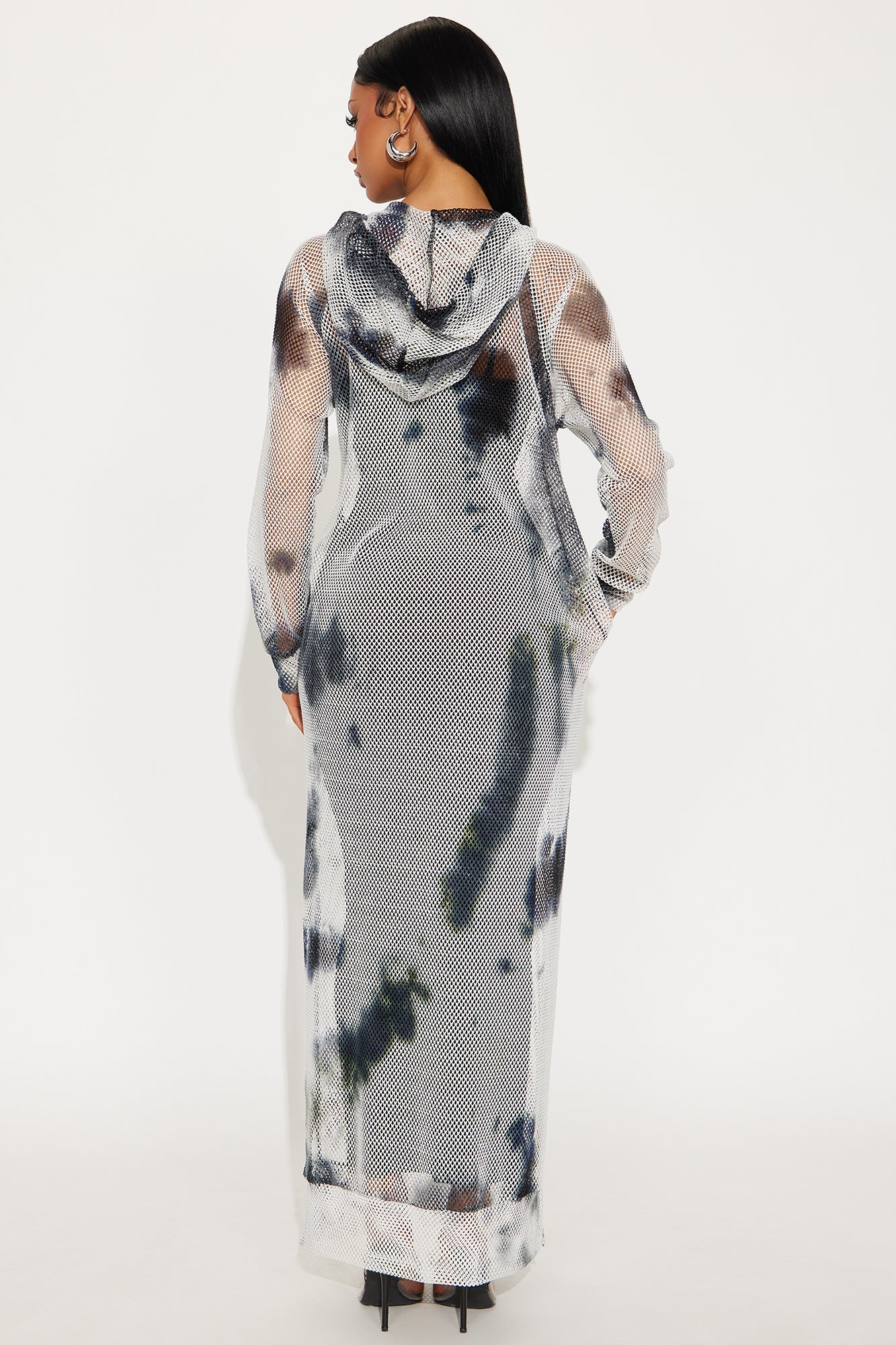 Casually Charming Hooded Maxi Dress Set - Blue/combo
