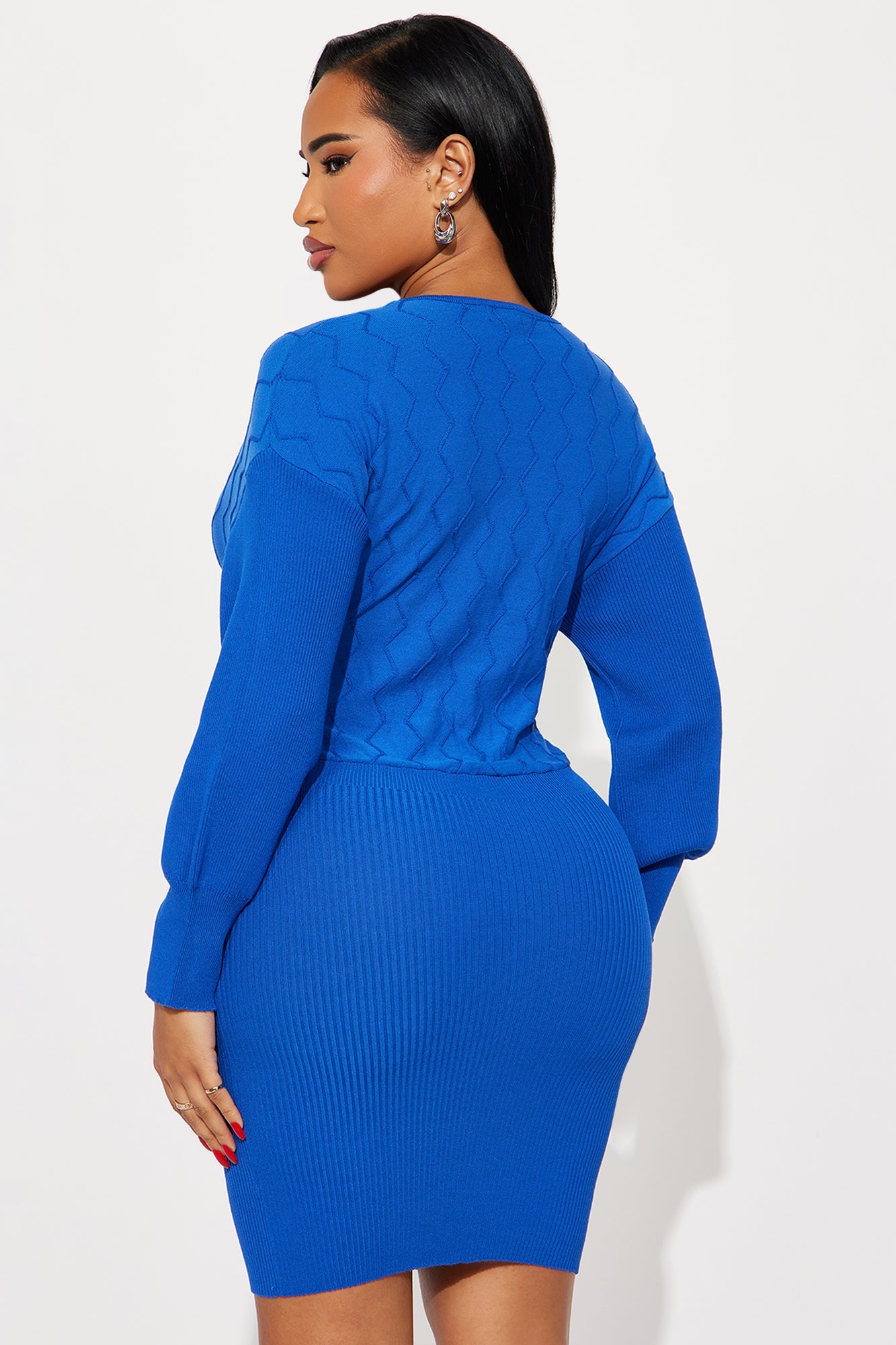 Electric Pop Sweater Mini Dress - Royal