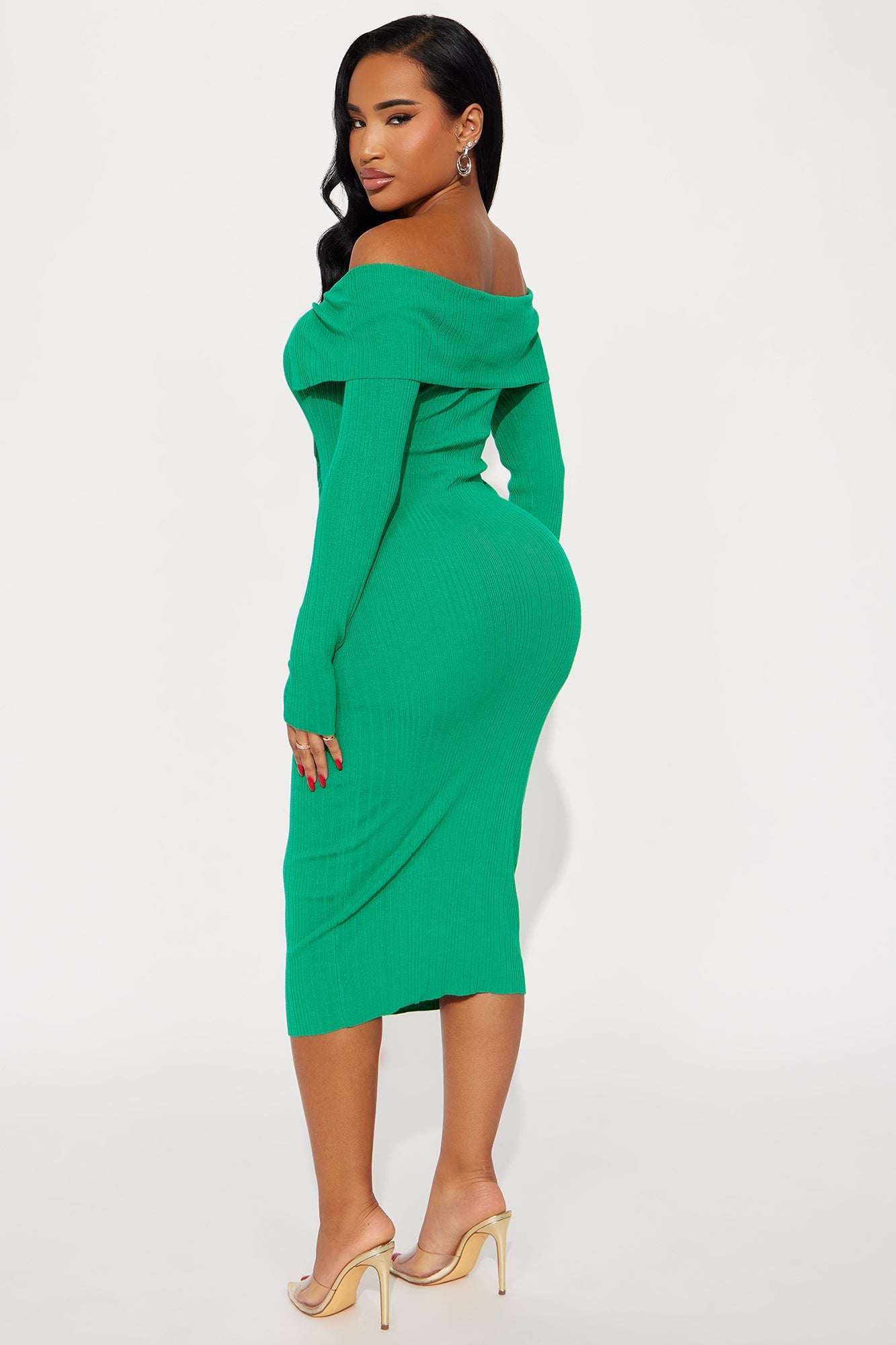 Do It Like Me Sweater Midi Dress - Green