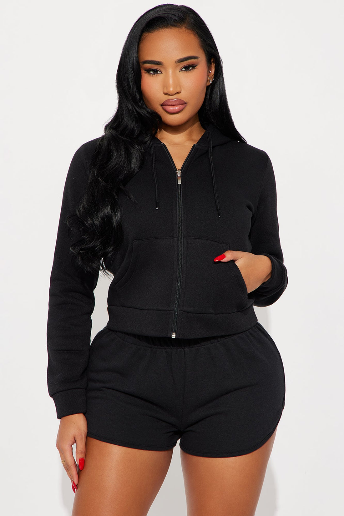 Candice Zip Up Hoodie - Black