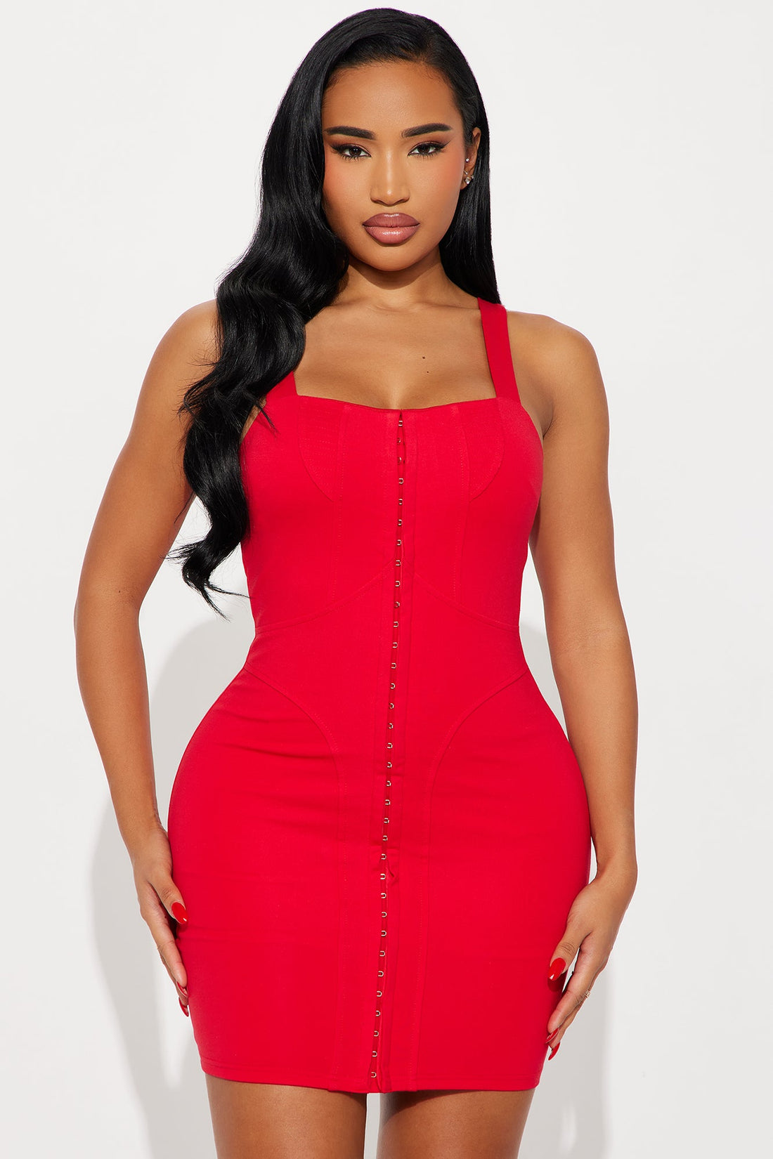 Kiana Hook &amp; Eye Mini Dress - Red