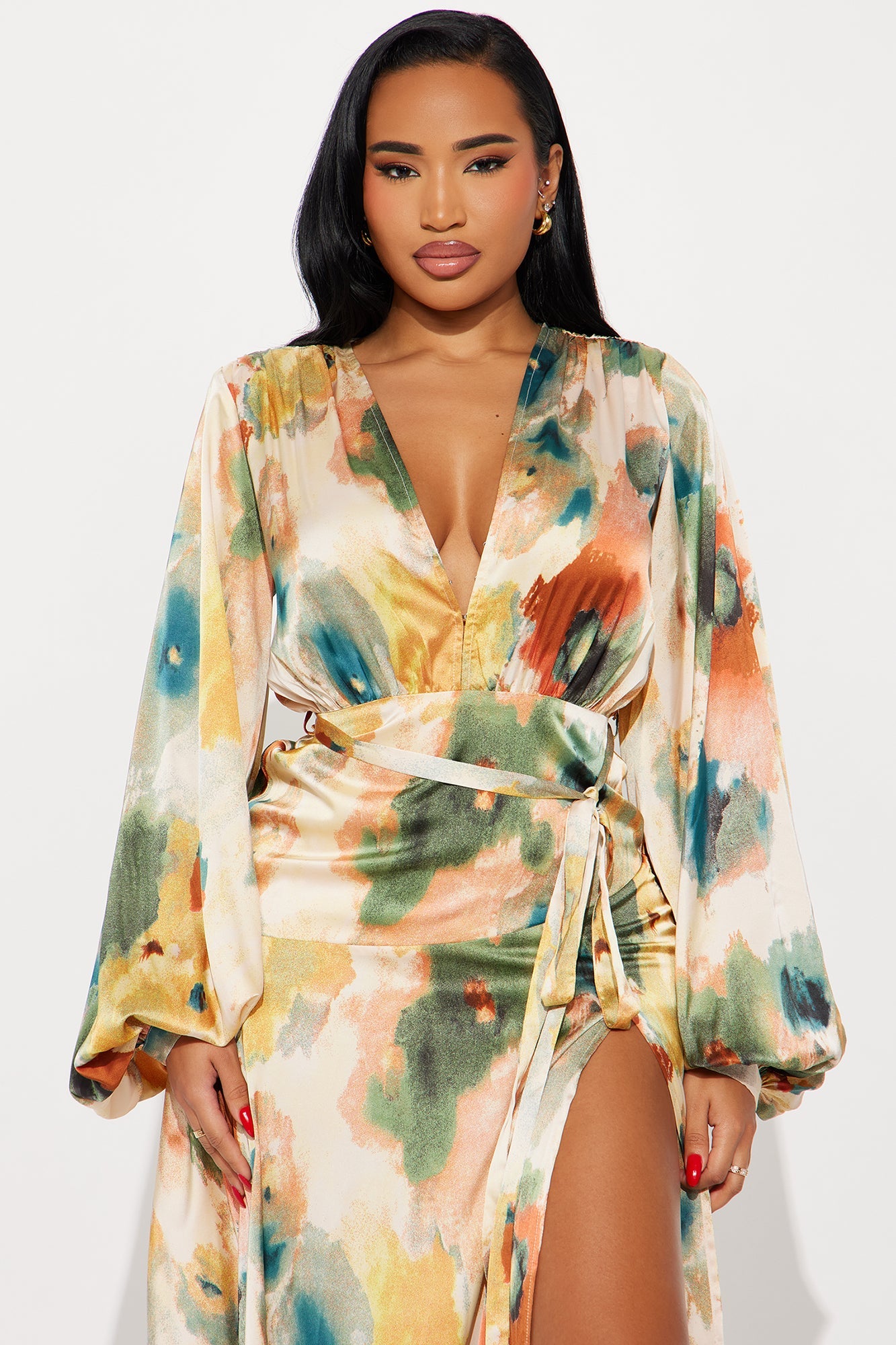 Carley Satin Maxi Dress - Multi Color