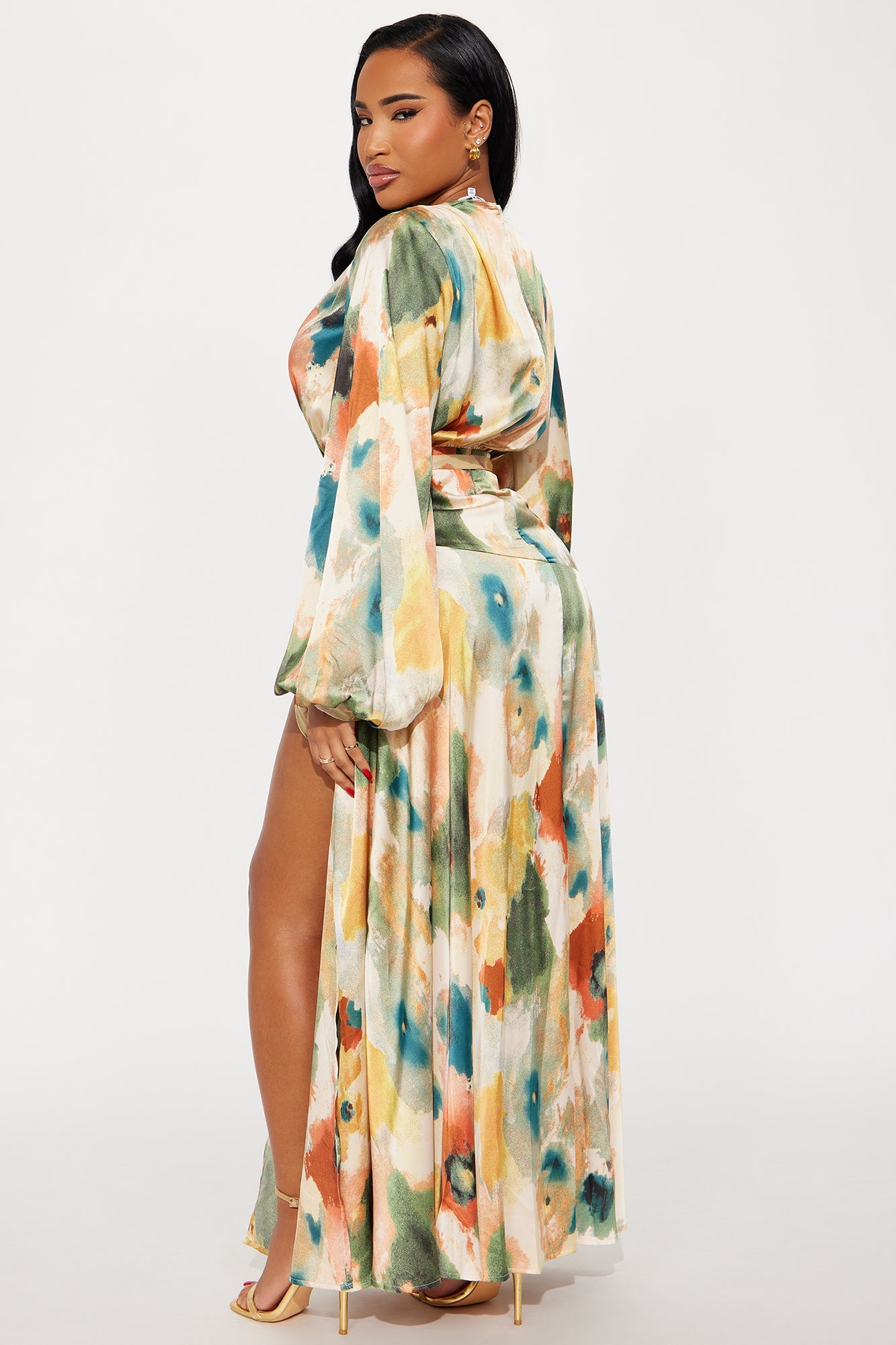 Carley Satin Maxi Dress - Multi Color