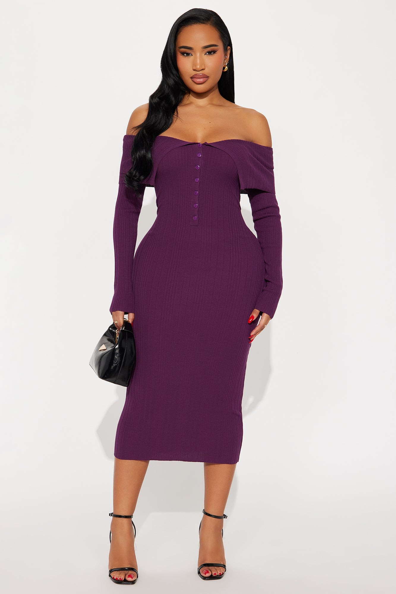 Do It Like Me Sweater Midi Dress - Eggplant