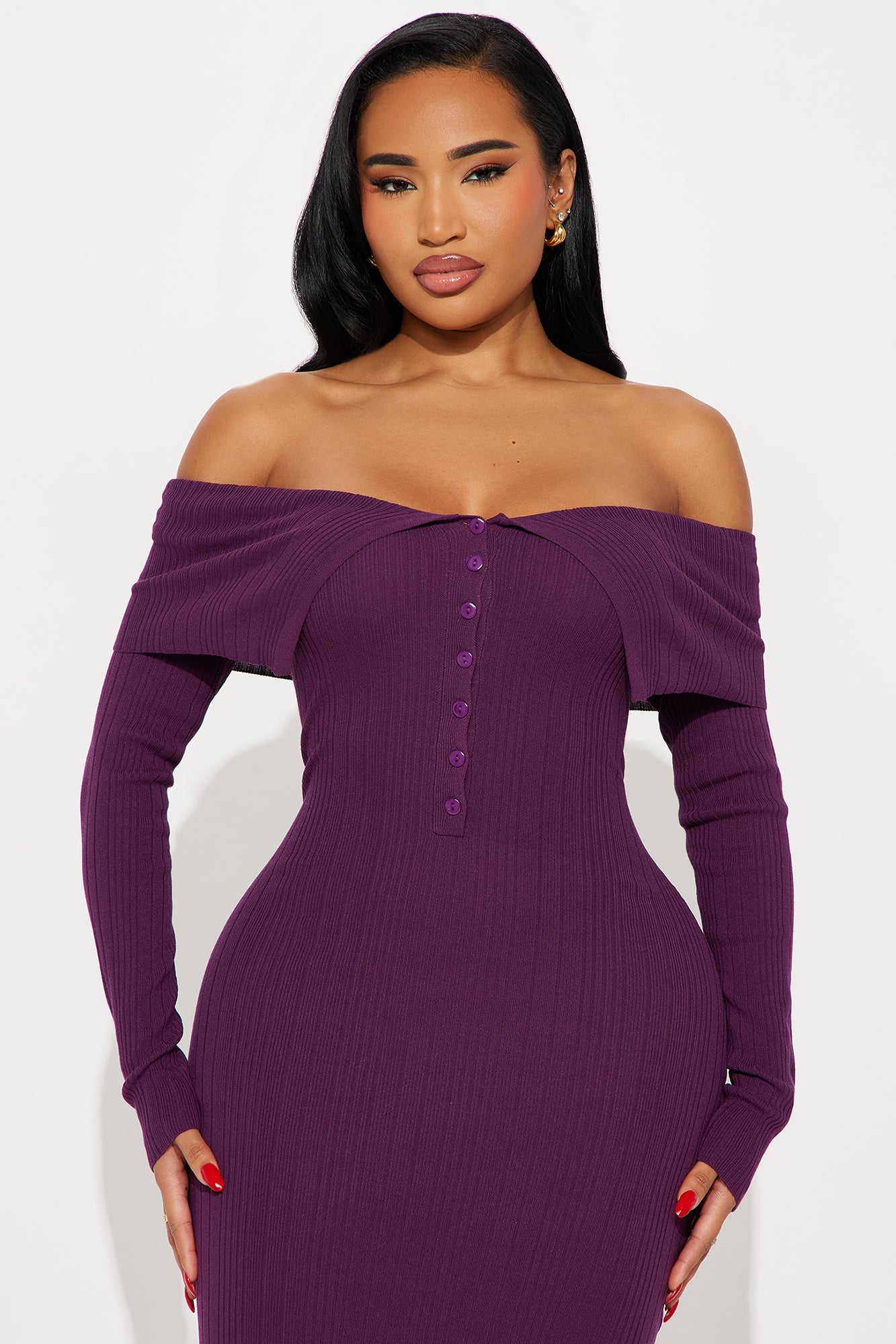 Do It Like Me Sweater Midi Dress - Eggplant