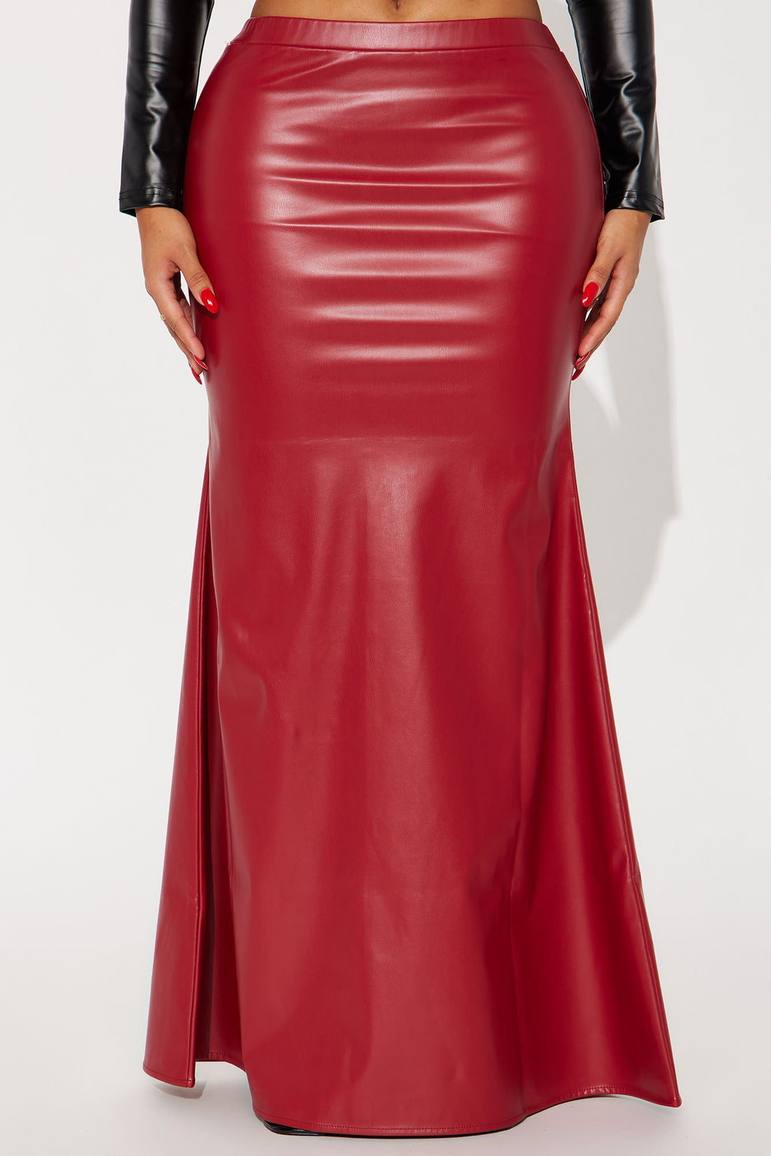 Show Me Love Faux Leather Mermaid Maxi Skirt - Red
