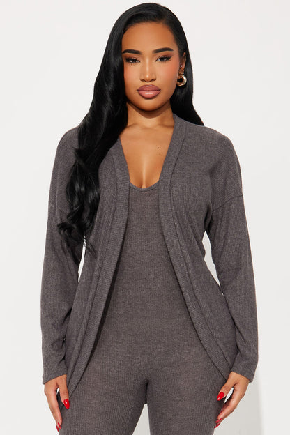Shana Ribbed 2 Piece Jumpsuit - Charcoal