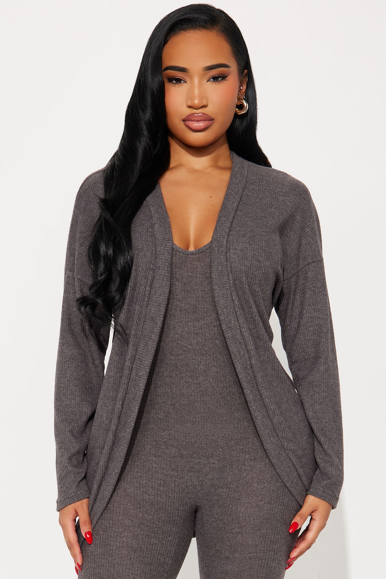 Shana Ribbed 2 Piece Jumpsuit - Charcoal