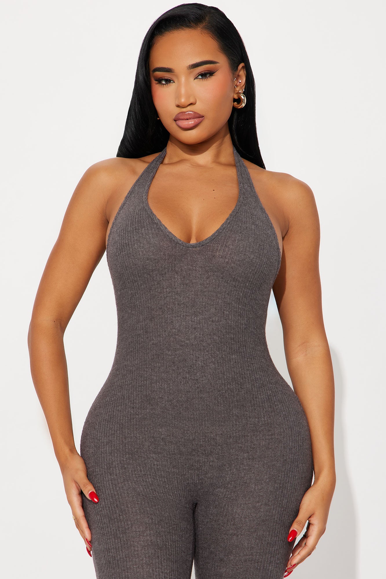 Shana Ribbed 2 Piece Jumpsuit - Charcoal