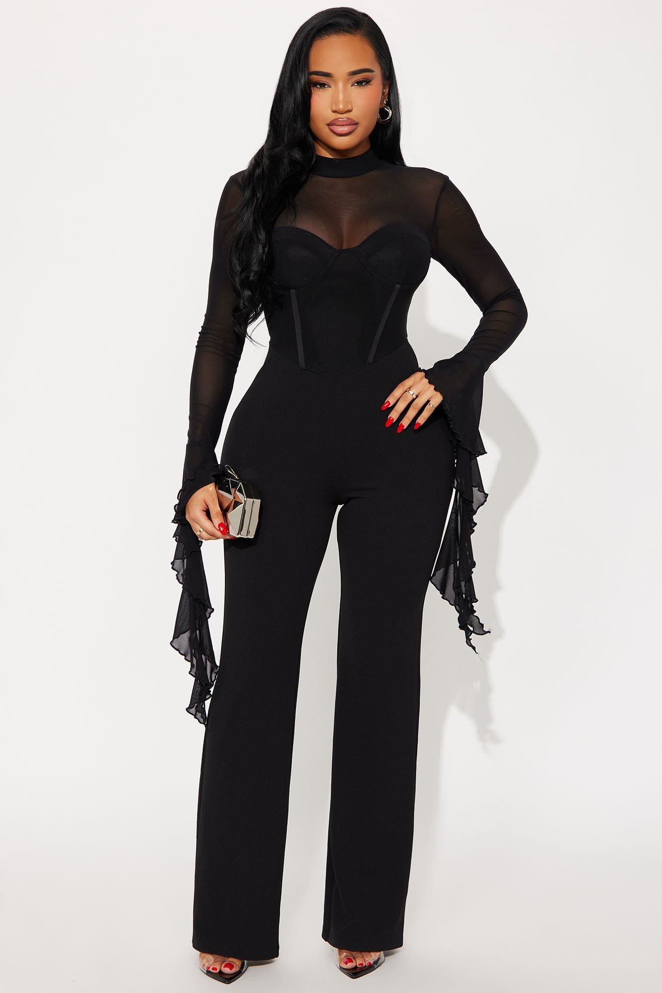 Angela Long Sleeve Jumpsuit - Black